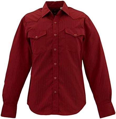 STARR Western Solid Snap Dobby Striped Shirt by SWWTNT17-RED-Size-XL