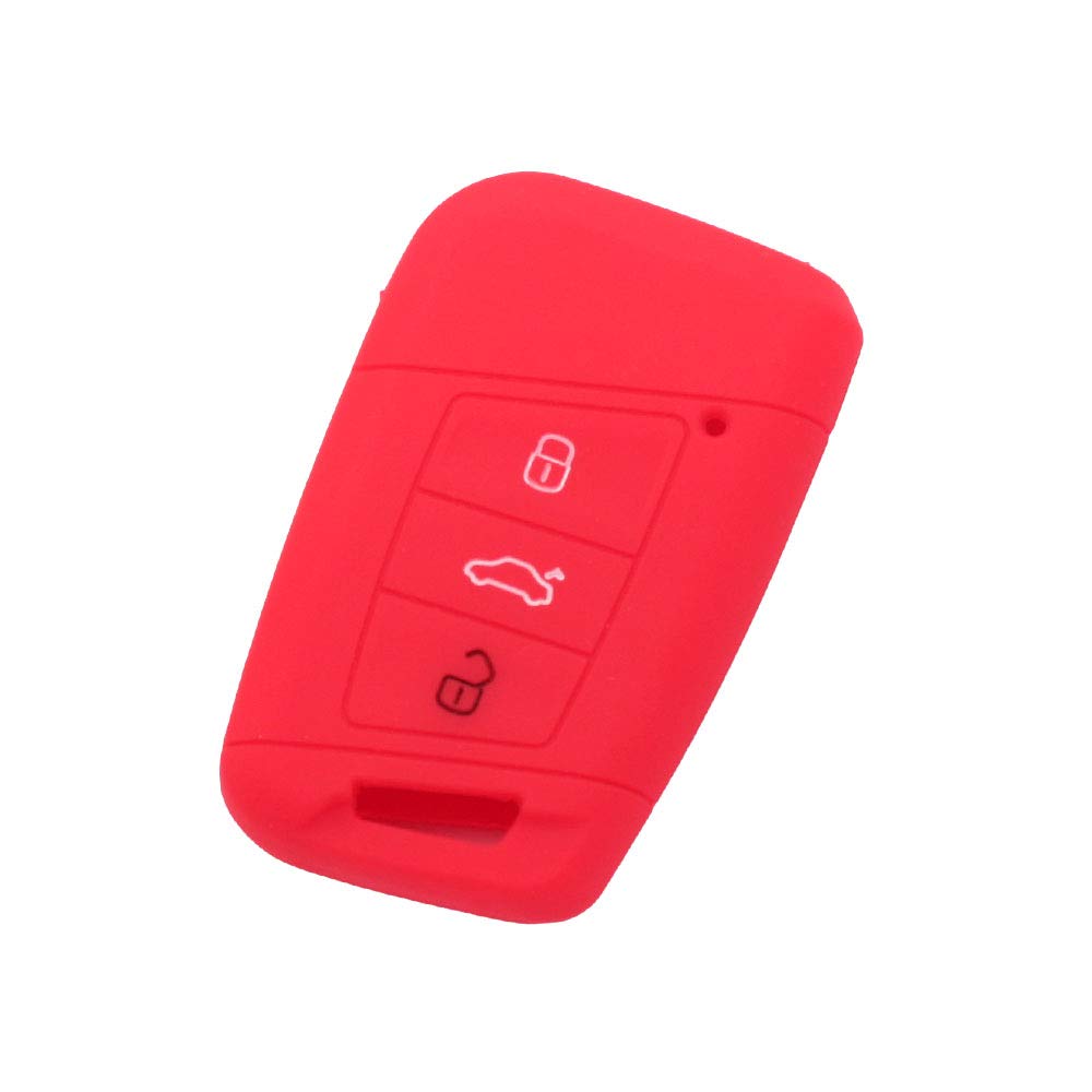 BROVACS Silicone Cover Protector Case Holder Skin Jacket Compatible with VOLKSWAGEN Passat B8 Magotan SKODA Superb A7 3 Button Smart Remote Key Fob CV9807 Red — image 1