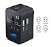 Universal Power Adapter,LAEKER Travel Adapter All in One Worldwide Adaptor Wall Charger AC Power Plug Adapter with Dual USB Charging Ports for USA EU UK AUS (Black)