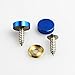Set of 4 Anti Rust Resistant Stainless Steel Screw+Blue Aluminum Screw Caps not Plastic Cap for License Plate Frame