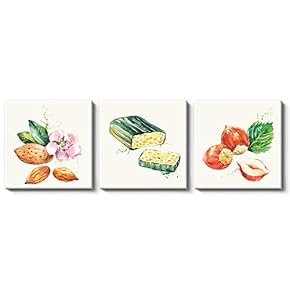 Plants and Fruits Painting Artwork for Home Framed x3 Panels