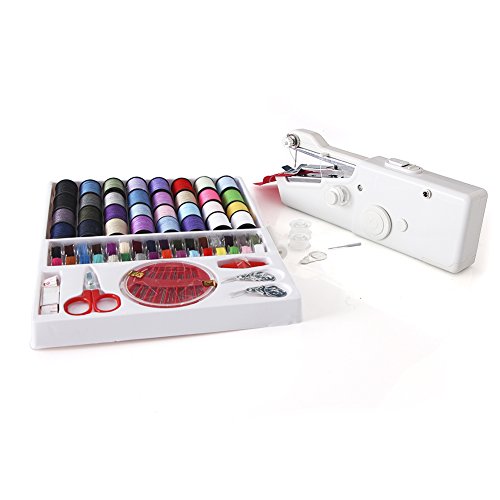 Mini Portable Handheld Electric Sewing Machine Handy Stitch Home Sewing Quick Table Hand-Held Single Stitch Handmade DIY Tool Including 32 color sewing thread