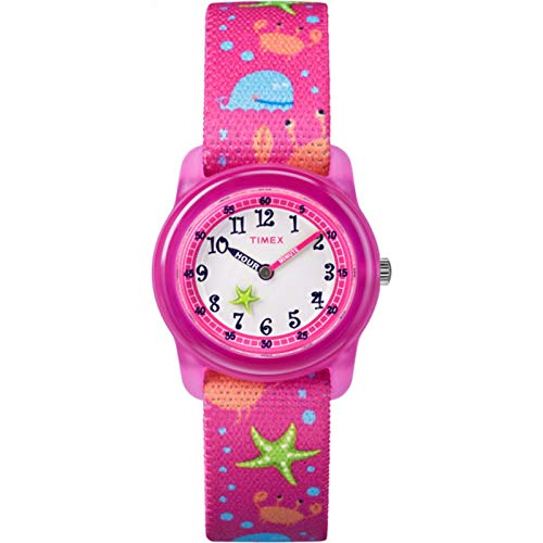Timex Youth Kids Analog 28mm Elastic Fabric Strap |Pink| Watch TW7C13600
