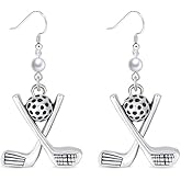 Dreuyet Golf Sport Earrings for Women Dainty Golf Club Pearl Sports Earrings Jewelry Gifts for Females Golfers
