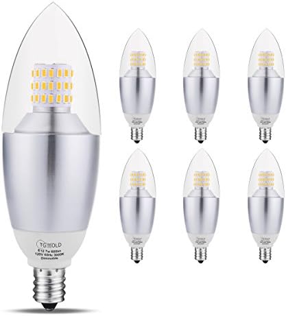 TGMOLD LED Candelabra Bulb, Dimmable 65-70Watt Equivalent Light Bulbs, 7W 3000K Soft White LED Chandelier Bulbs, E12 Candelabra Base Decorative Candle Light, 600lm, 6Pack