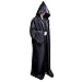 WESTLINK Hooded Robe Cloak Knight Cosplay Costume Cape - New Version - Bigger Cape (Double Cloth) with Strings Black