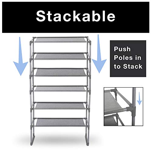 Smart Design Shoe Rack Shelf Stackable Laminated Liner Steel