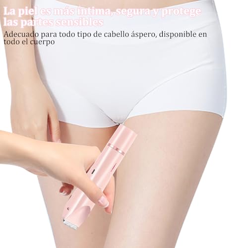 JDF3CISH 2 En 1 Rasuradora Electrica Mujer, Depiladora Electrica Portátil, Flawless Depilador Facial, USB Recargable, Uso en Seco y Húmedo, No Irritante,para Bikini Axilas Piernas Facial Brazos (Rosa）