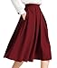 Yige Women's High Waisted A line Skirt Skater Pleated Full Midi Skirt Wind Red US8