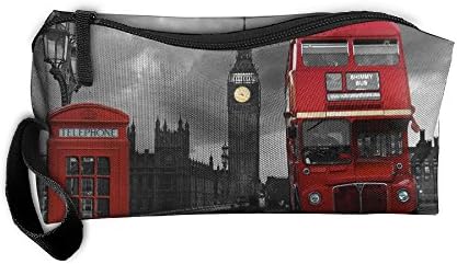 Vintage London Street Red Bus Portable Travel Home Lingerie Bra Cosmetic Make-up Storage Bag Handbag