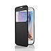 PASONOMI Galaxy S6 Case, [Smart Window View] Samsung Galaxy S6 Folio Wallet Case - Slim Flip Leather Case for Samsung Galaxy S6 Smartphone (Black)
