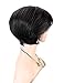 Kalyss Black Short Bob Yaki Human Hair Blended Wigs for Women Heat Resistant Women's Wig with Hair Bangs