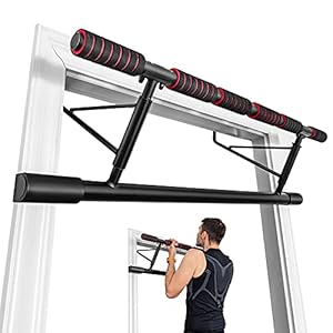 COSTWAY Pull-up bar, optrekstang voor deuropening, deurkozijn optrekstang met slimme haak, schuimrubberen handgreep…