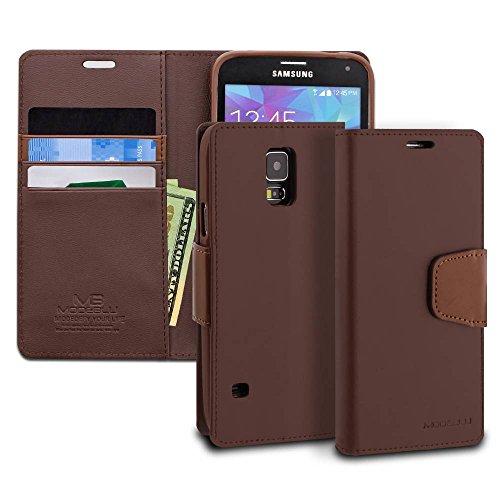 Galaxy s5 case, modeblu [classic diary series] [brown] …