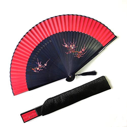 Eastern Wind Japanese Chinese silk hand folding fan,handheld foldable rave fan 8.3in