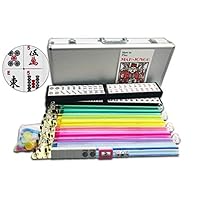 Mose Cafolo~ American Mahjong Set Complete Western Mah Jongg Sets 166 Tiles Plus 4 Pushers and 4 Racks in Heavy Duty Silver Aluminum Case (Mah Jong Mahjongg Set)