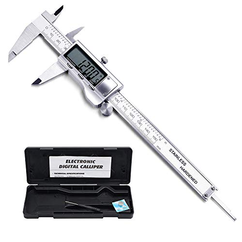 Stainless Steel Digital Caliper 6 inch, CUDNY 150 mm Precision Electronic Vernier Caliper inch/Metric Functions, Durable Accurate Measuring Tool with Extra Large LCD Screen Auto Off Featured