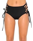 iHeartRaves Black Side Tie Lace up High Waisted Booty Shorts (X-Large)