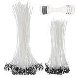 Hestya 100 Pieces Candle Wicks Pre-Waxed Wick with Candle Wick Centering Device for DIY Candle Making, 6 Inch and 8 Inch Long