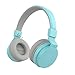 Kids Headphones, Vomach Blue Headphones with Microphone Lightweight Foldable On Ear Headphones for Girls