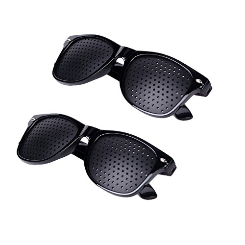 Yanqueens Vision Correction and Improvement Glasses 2 Pack, Anti-fatigue Eye Protection Man Woman Sunglasses Goggles With Small Holes