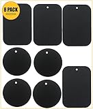 Kebelo (8 Pack ) Metal Plate Replacement for Magnetic Cradle- less Mount 4 Rounded + 4 Rectangular Metal Plates With Adhesive (Black)