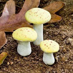 Fairy Garden Mushrooms - Yellow Set Of 3