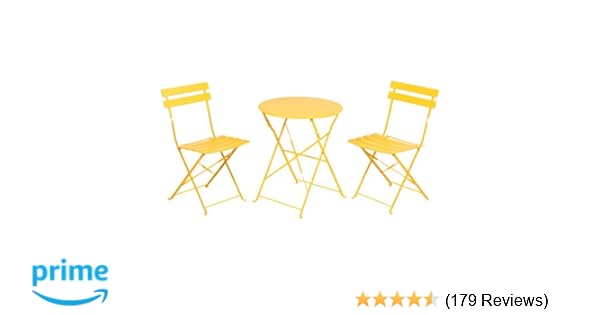 Grand Patio Premium Steel Patio Bistro Set Folding Outdoor Patio Furniture Sets 3 Piece Patio Set Of Foldable Patio Table And Chairs Yellow