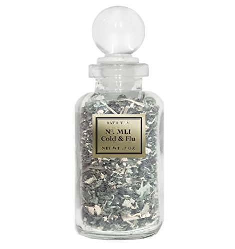 Bath Tea - Cold and Flu - Natural Bath Soak - Herbal Soak - Scented with Essential Oils - Collectible Glass Apothecary Bottle