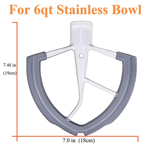 Flex Edge Beater for KitchenAid Bowl-Lift Stand Mixer for 6 Quart Bowls, Flat Beater with Silicone Edges