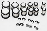 18pc Ear Stretching White Acrylic Plugs 00g 0g 2g 4g 6g 8g 10g 12g 14g Gauges
