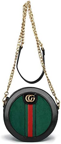 OLYLY Vintage Designer Crossbody Bag for Women,Fashion Rond Shoulder Bag with Chain