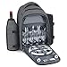 Gonex Picnic Backpack Bag for 4 Person with Insulated Cooler Compartment, Fleece Blanket, Detachable Wine Holder, Cutlery Set (Gray)
