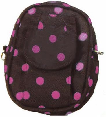 BROWN DIGITAL CAMERA CASE W/ PINK POLKA DOT