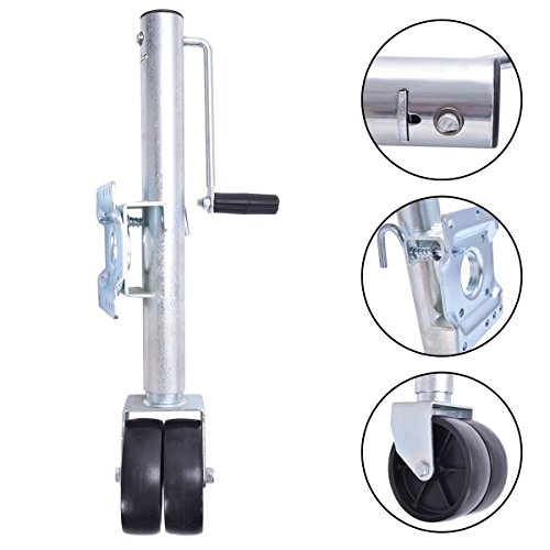 Dual Wheel Swivel Trailer Jack 1500 Lbs Capacity SwingBack Boat RV