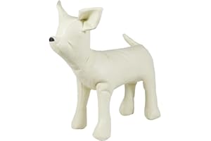 pawstrip Dog Mannequin PU Leather Pet Clothing Display Mannequin Dog Mannequin Display Stand Sewing Dog Standing Model Pet Store Mannequin for Clothes Display (White, S)