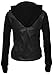 Women's Zip Up Faux Leather Motorcycle Jacket with Inset Fleece Hood and Sleeves
