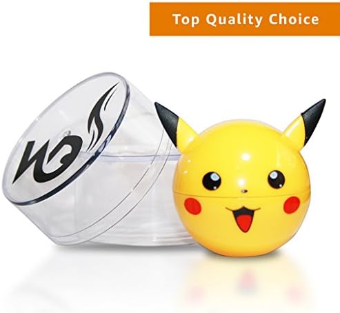 Large Spice, Herb and Tobacco Grinder – 3 Piece Pokémon Pikachu Grinder – Zinc Alloy Grinder with Pollen Catcher -2.2 inch – Yellow