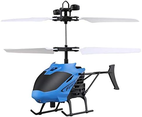 RC Helicopter Flying Mini Infrared Induction Aircraft Remote Control Drone Flashing Light Toys for Kids Blue, M (6.8 x 1.18 X 4.33 in)