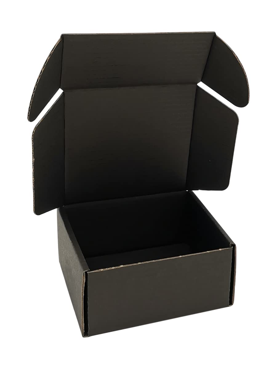Photo 1 of CH-BOX 50 Pack 4x4x2'' Small Shipping Boxes, Corrugated Cardboard Mailers for Business, Black (CM442B)
