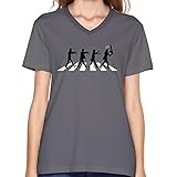 GLYCWH Women's Zombies On Abbey Road T-Shirt Deep Heather US Size XL Short Sleeve