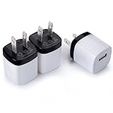 Wall Charger, Kakaly 3-Pack Universal Home Travel USB 1 Amp Wall Charger AC Power Charging Adapter Plug for iPhone 7/6/6S Plus, 4, 5S Samsung Galaxy, HTC, LG, Huawei, Google Nexus, and Android Phones