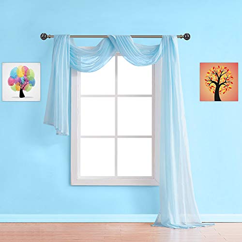 Warm Home Designs Standard Length Baby Blue Sheer Window Scarf. Valance Scarves are 56 X 144 Inches in Size. Great As Window Treatments, Bed Canopy Or for Decorative Project. AM Baby Blue 144"