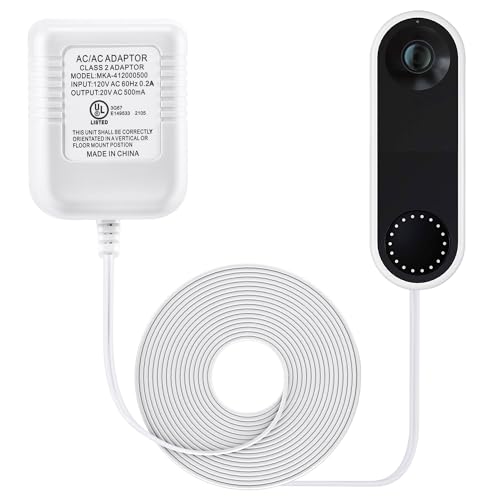 Photo 1 of Dreyoo 16-24V Transformer, C Wire Power Adapter Compatible with Arlo Eufy Video Doorbell, UL Certification 20VAC Transformer with 16.4' Cable(White)