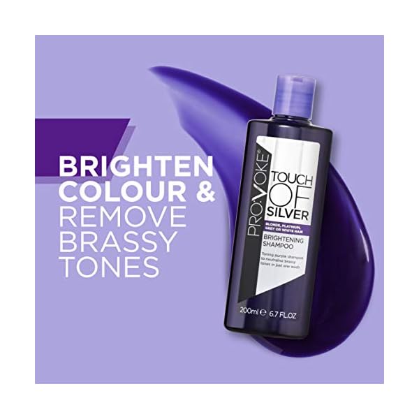 PROVOKE-Touch-of-Silver-Brightening-Shampoo-purple-200-millilitre PROVOKE Touch Of Silver Brightening Purple Shampoo 200ml, Neutralises Yellow & Orange tones, Formulated with Violet…