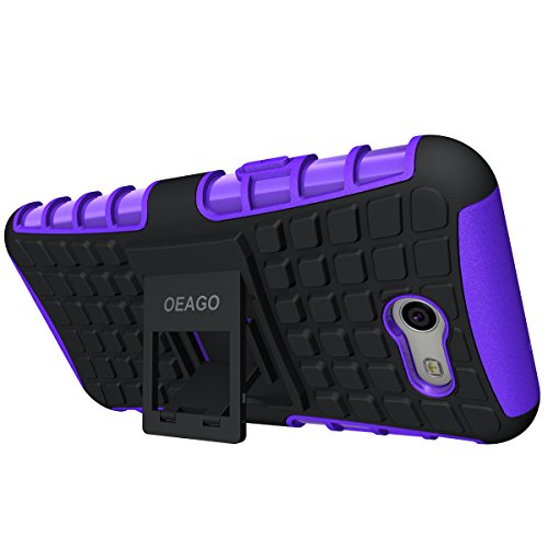 For Samsung Galaxy J3 Emerge Case, J3 Prime / J3 Mission / J3 Eclipse / J3 2017 / J3 Luna Pro / Sol 2 / Amp Prime 2 / Express Prime 2 Case, OEAGO Tough Rugged Dual Layer Case with Kickstand (Purple) - Thumbnail 3