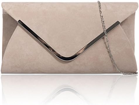 Xardi London New Envelope Faux Suede Leather Women Clutch Baguette Ladies Evening Prom Bags