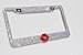 OTOSTAR 7 Row Pure Handmade Waterproof Bling Bling Rhinestones Stainless Steel Metal License Plate Frame 2 Holes with Matching Screws&Caps (Clear/red Lip)