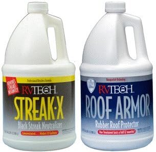 RVTECH Apply &amp; Rinse RV Rubber Roof Cleaner + RV Roof Sealer RV Roof Protectant RV Roof Treatment Bundle