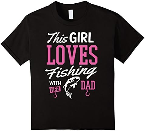 Kids Fishing Shirt This Girl Loves Fishing With Her Dad Gift Tee 12 Black